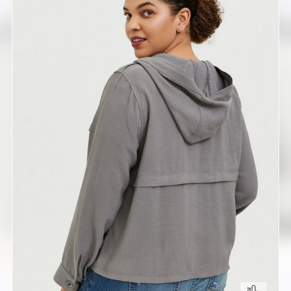 Torrid Plus Size 3x 2x 1x Gray Hooded Utility Jacket